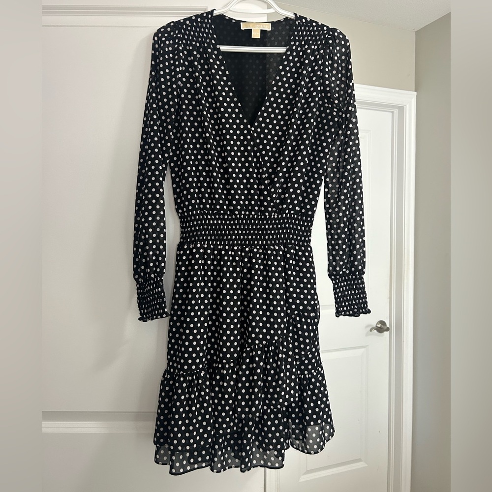 Michael Kors Black and White Polkadot Dress